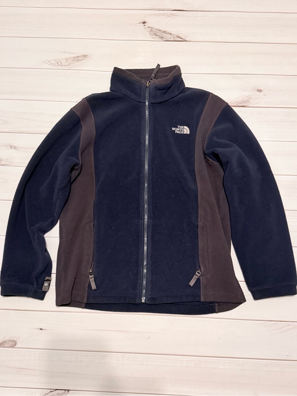 The North Face Navy and Gray Full-Zip Kids Fleece Jacket